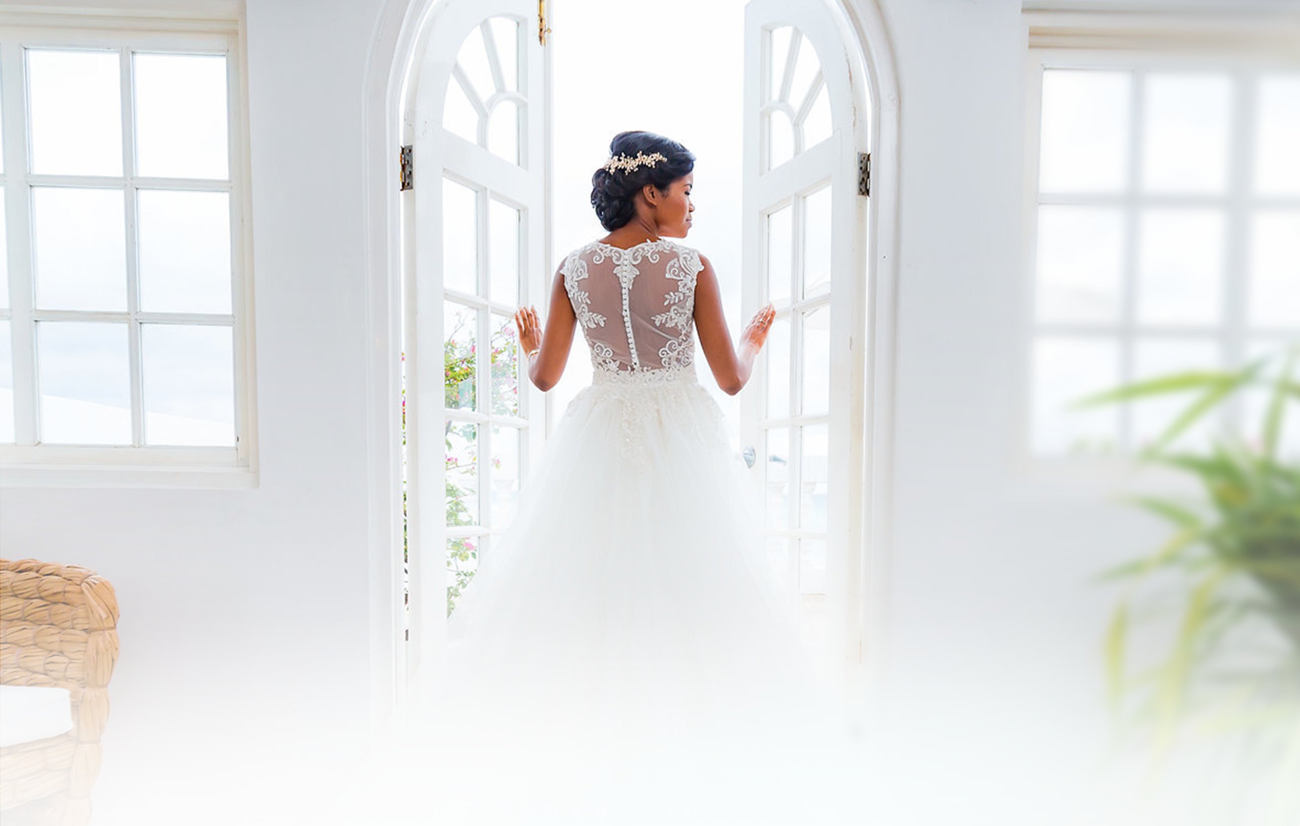 Bride in the doorway at SeaGarden