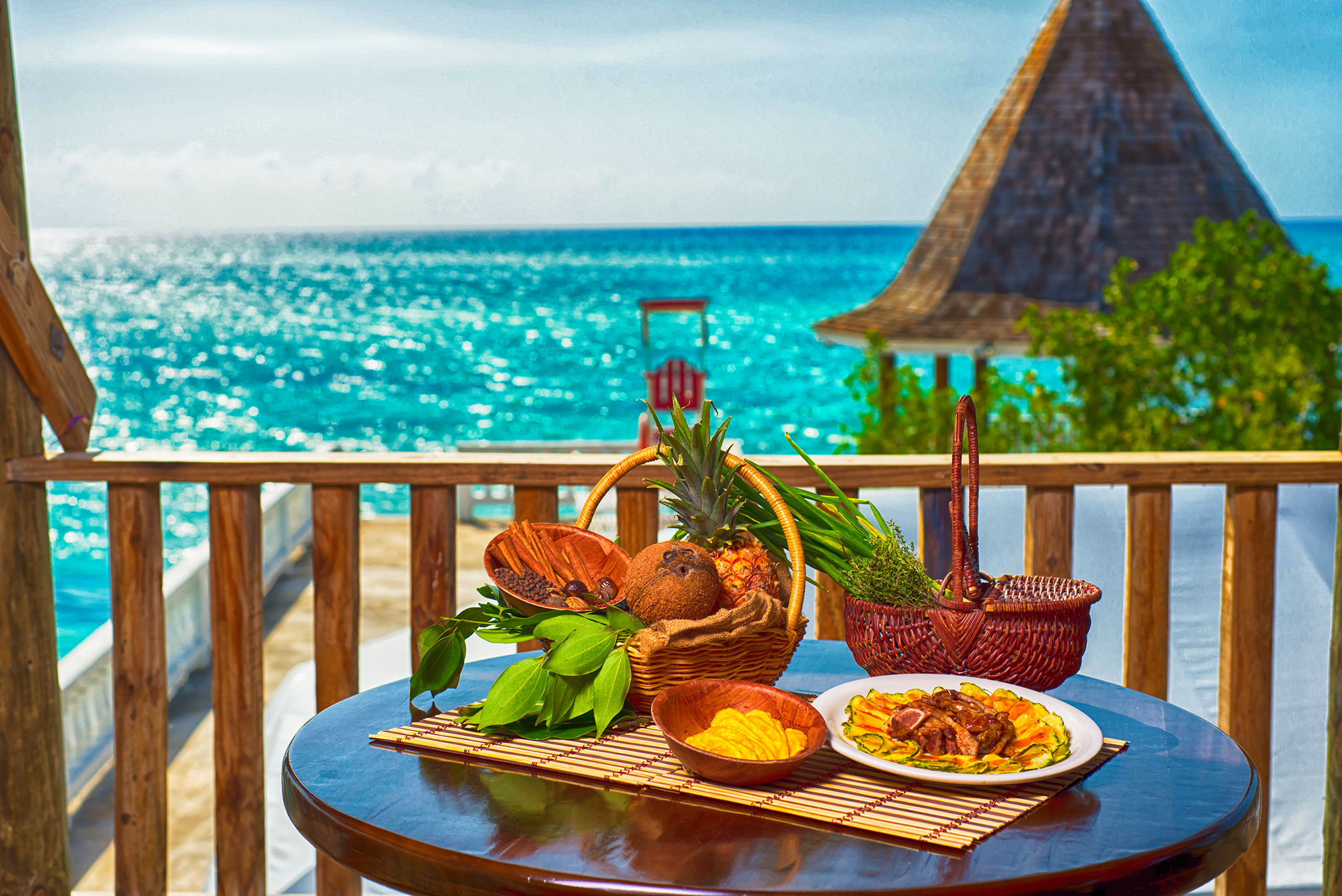 Aerial view of the SeaGarden private beach club in Montego Bay